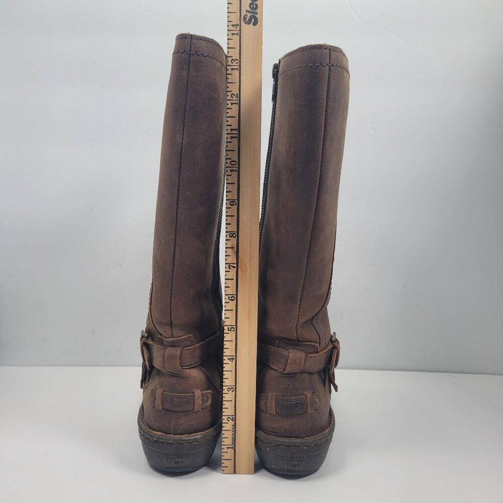 UGG Rosen Women's Brown Leather Riding Lined Winter Boots S/N1005450 US Size 6 - Picture 9 of 11